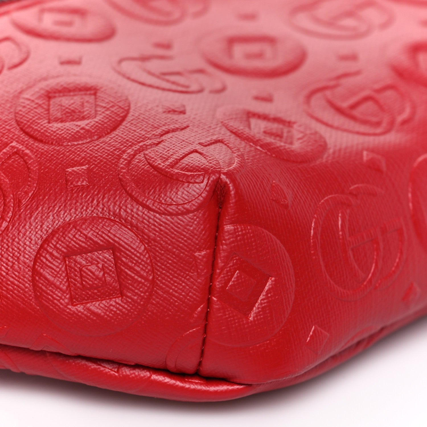 Calfskin Double G Embossed Childrens Belt Bag Red