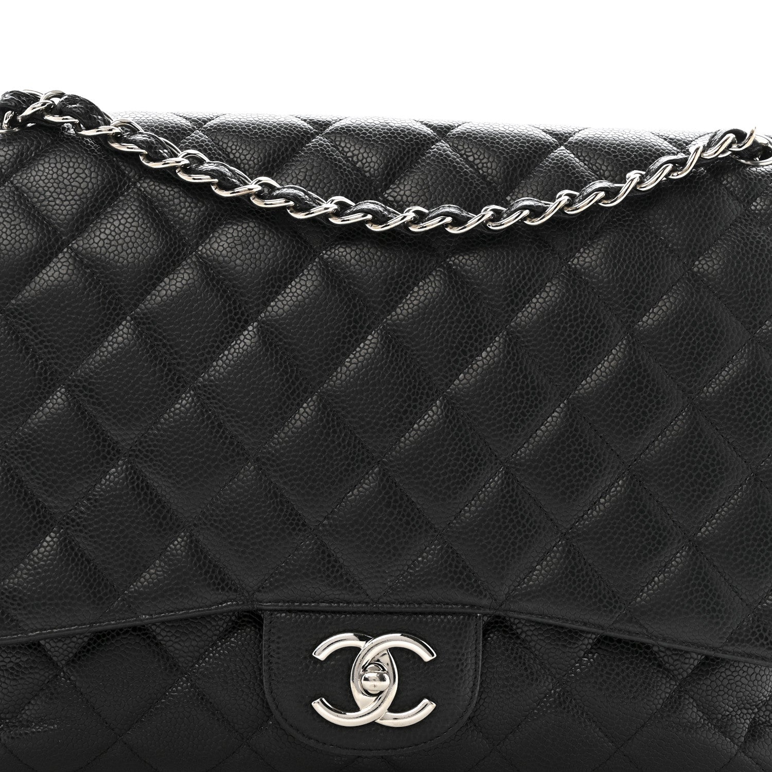 Caviar Quilted Maxi Double Flap Black