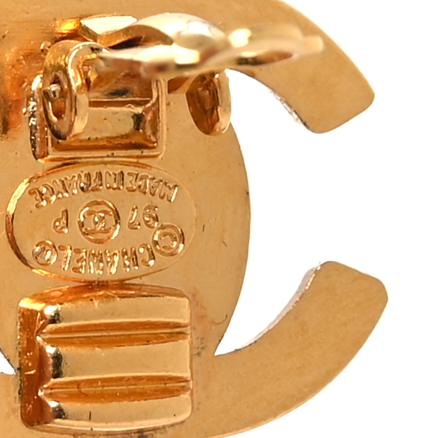 Metal CC Turnlock Clip On Earrings Gold