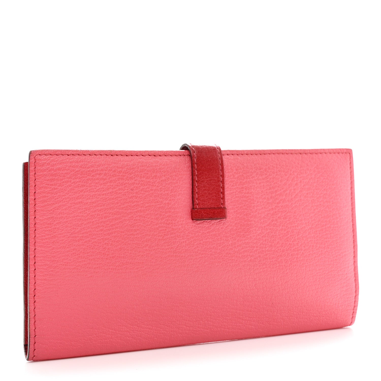 Chèvre Mysore Bi-Color Bearn Gusset Wallet Rose Lipstick Rouge Casaque