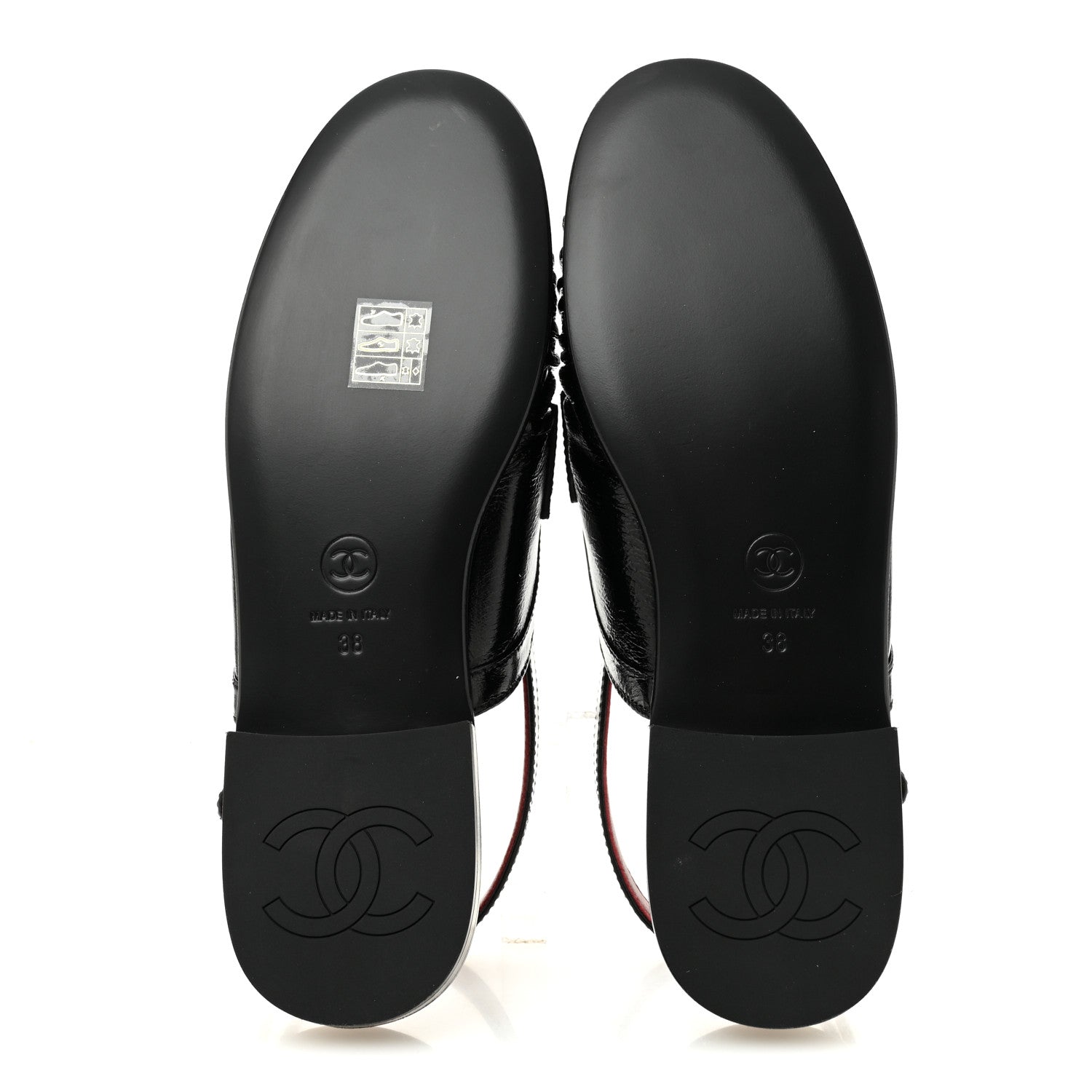 Crumpled Shiny Lambskin CC Slingback Mocassins 38 Black