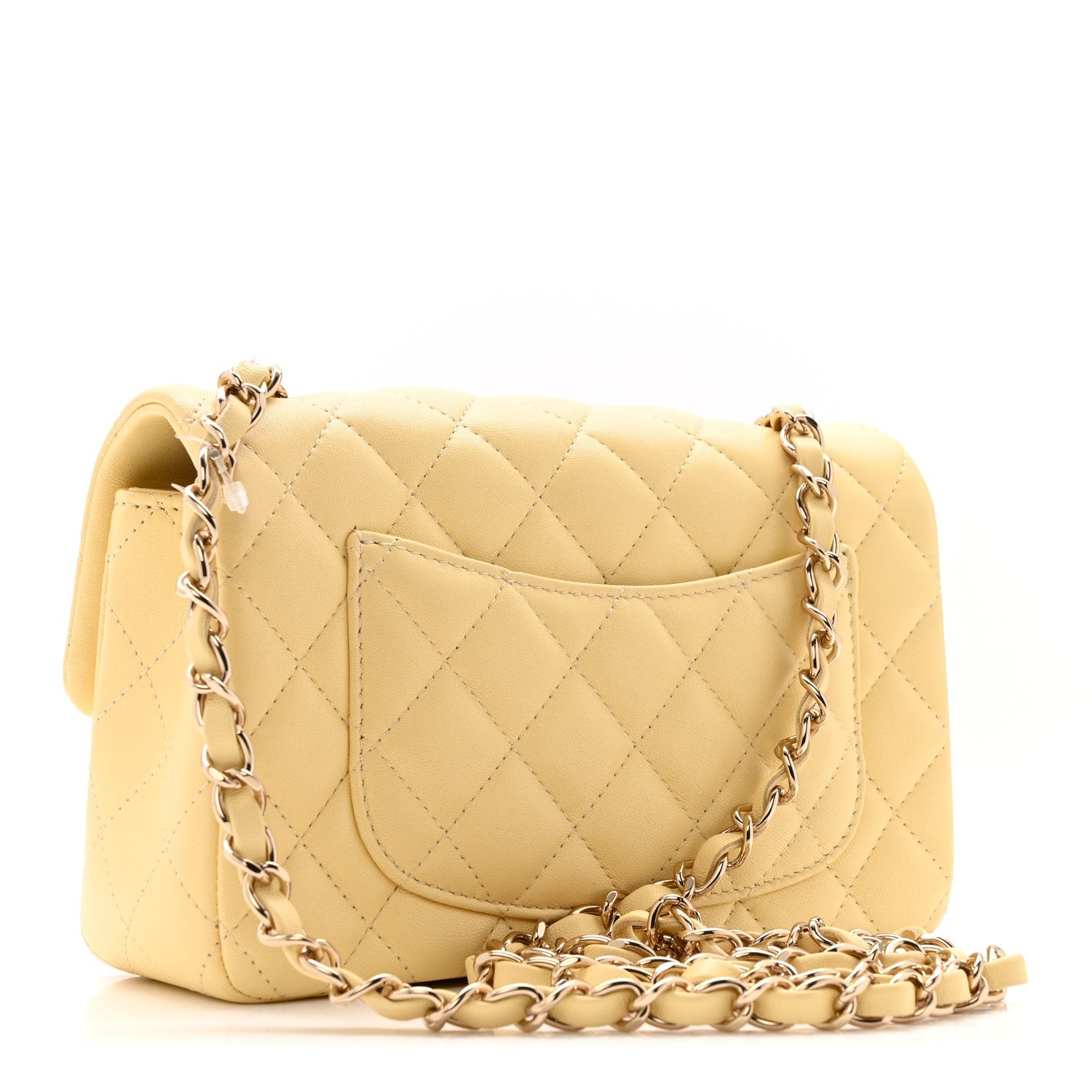 Lambskin Quilted Mini Rectangular Flap Yellow