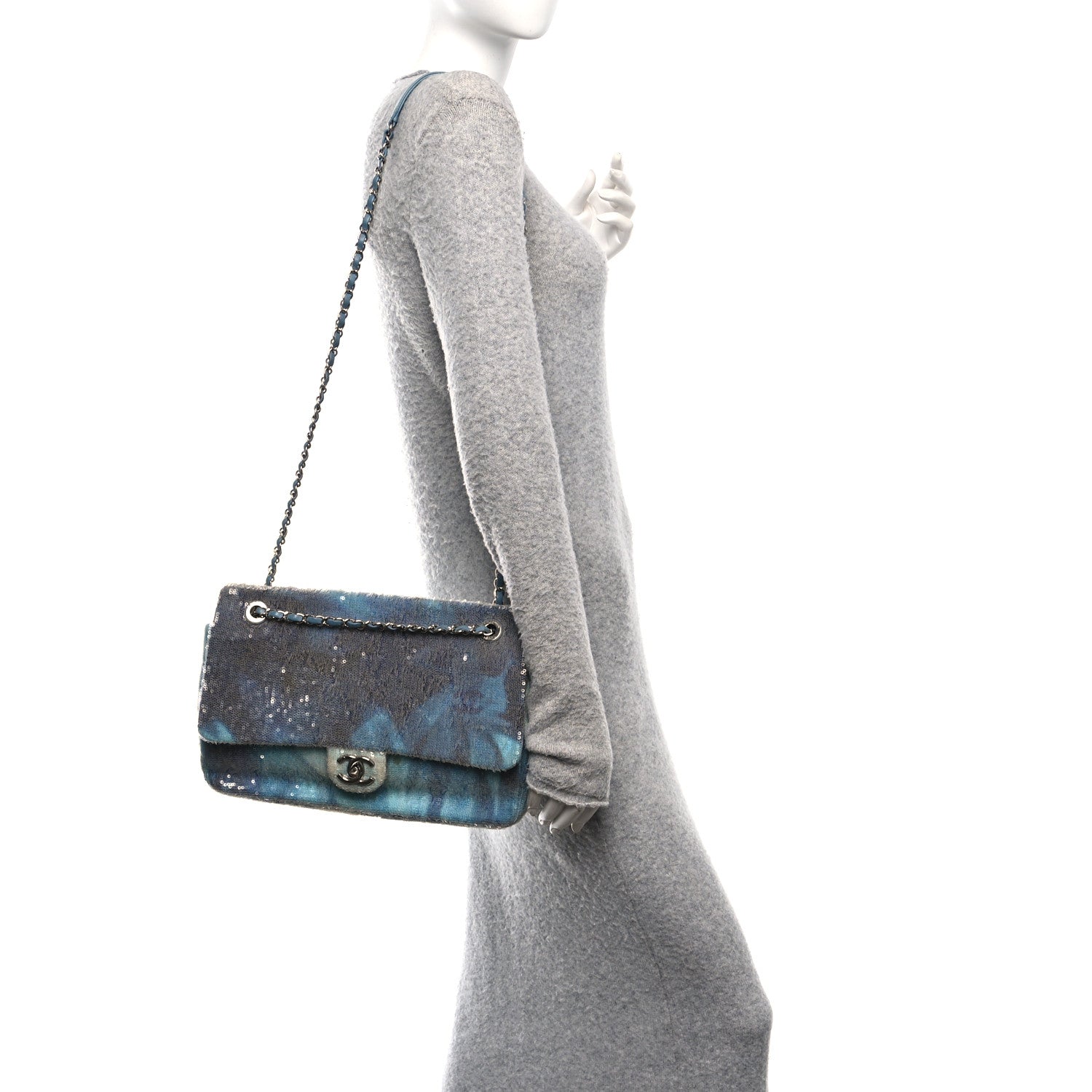 Sequin Large Waterfall Flap Light Blue