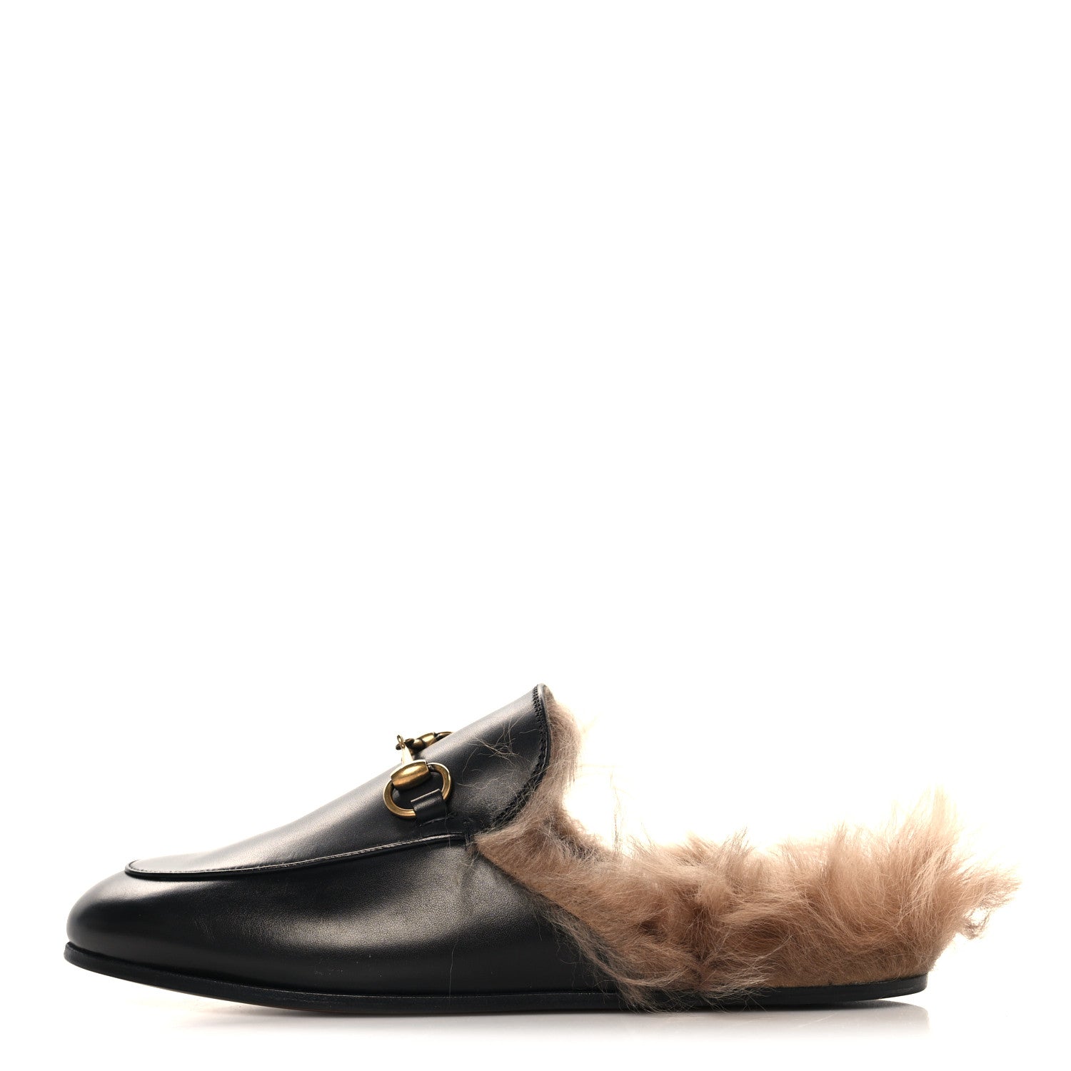 Calfskin Fur Womens Princetown Slippers 35 Black
