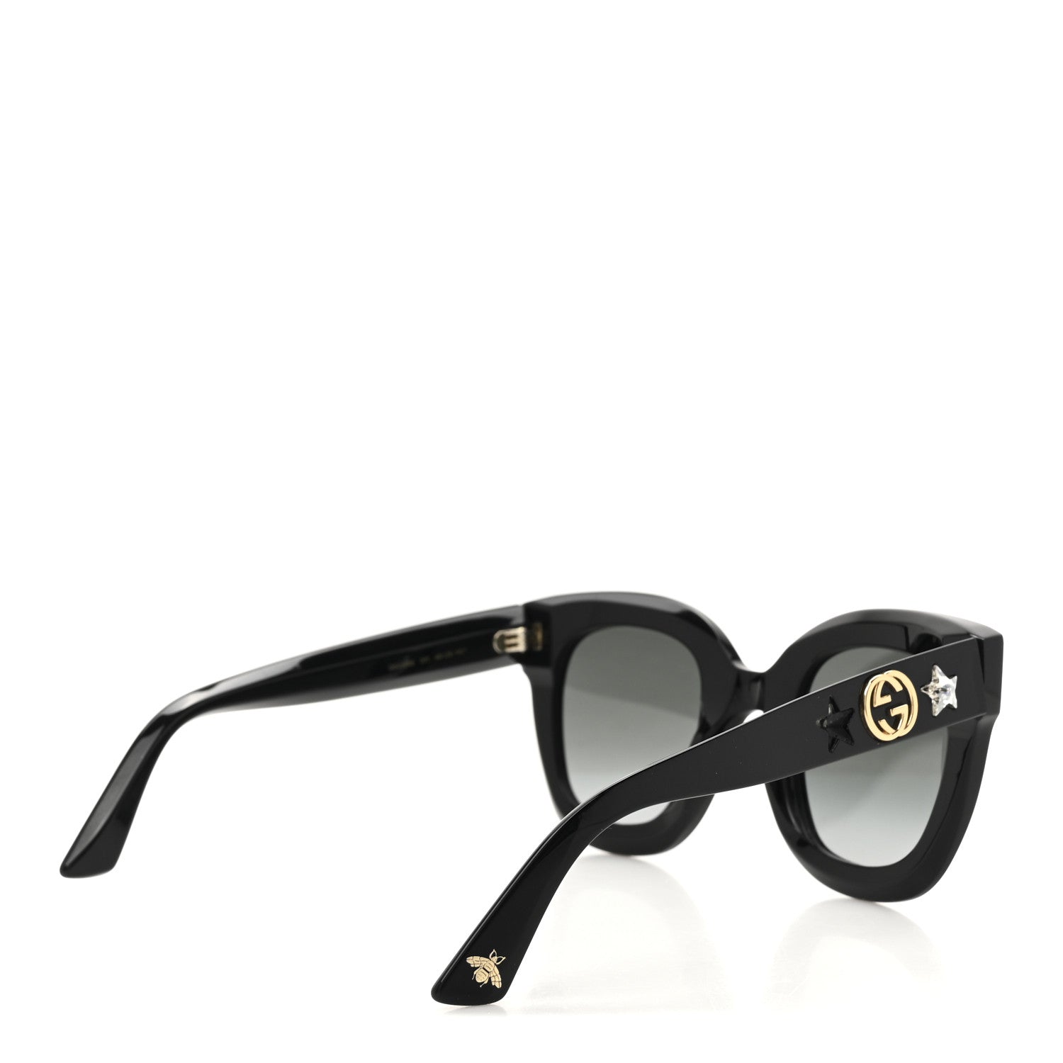 Acetate Crystal Star Round Frame Sunglasses GG0208S Black