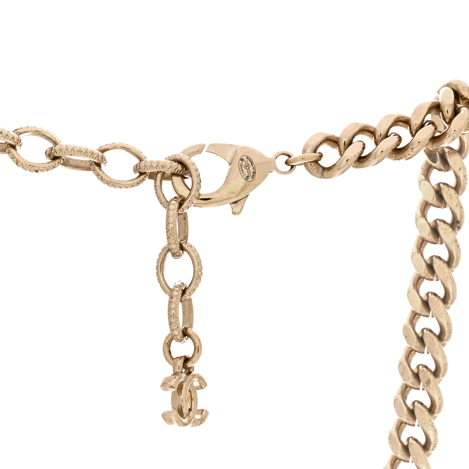 Crystal Pearl CC Lock Short Necklace Gold Black