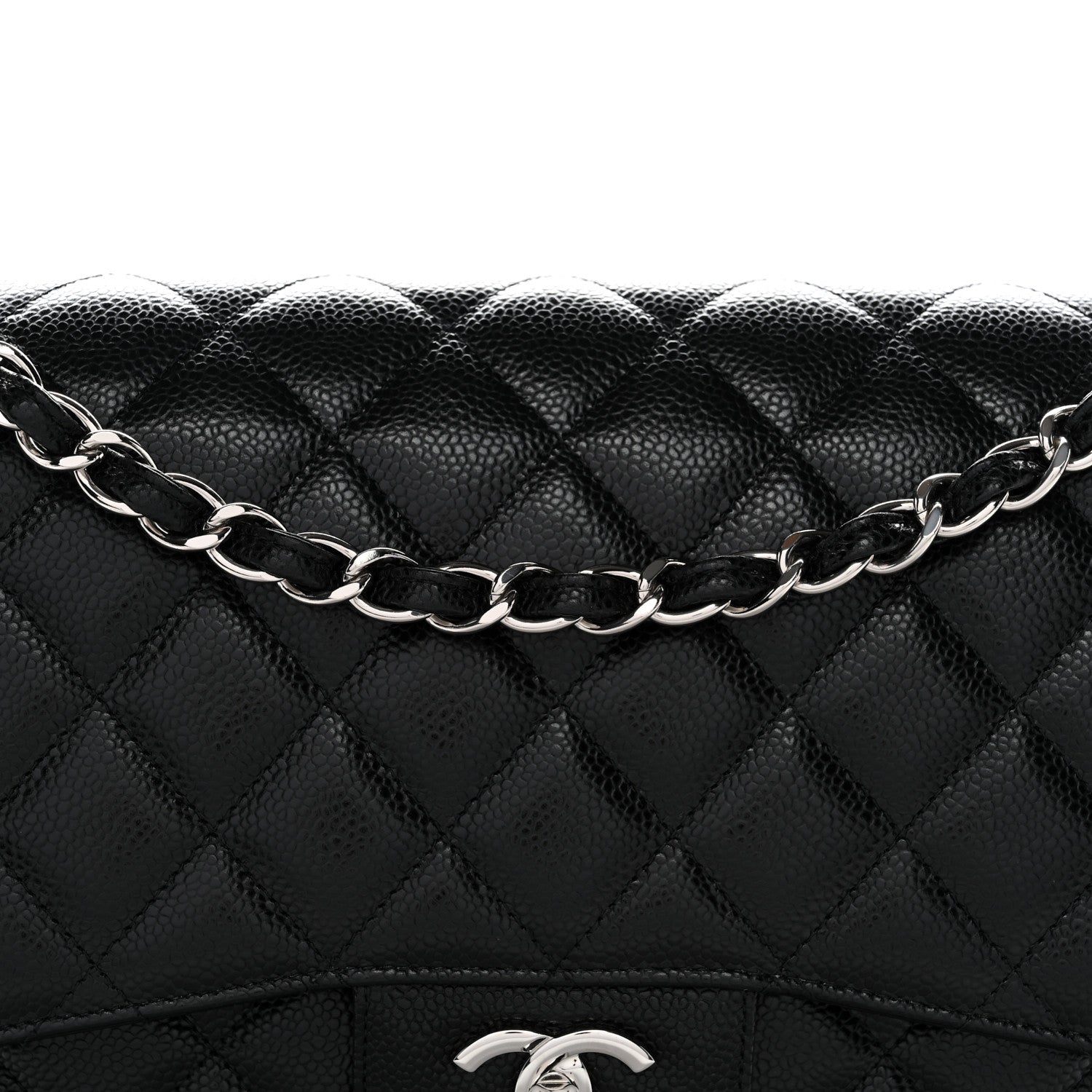 Caviar Quilted Jumbo Double Flap Black