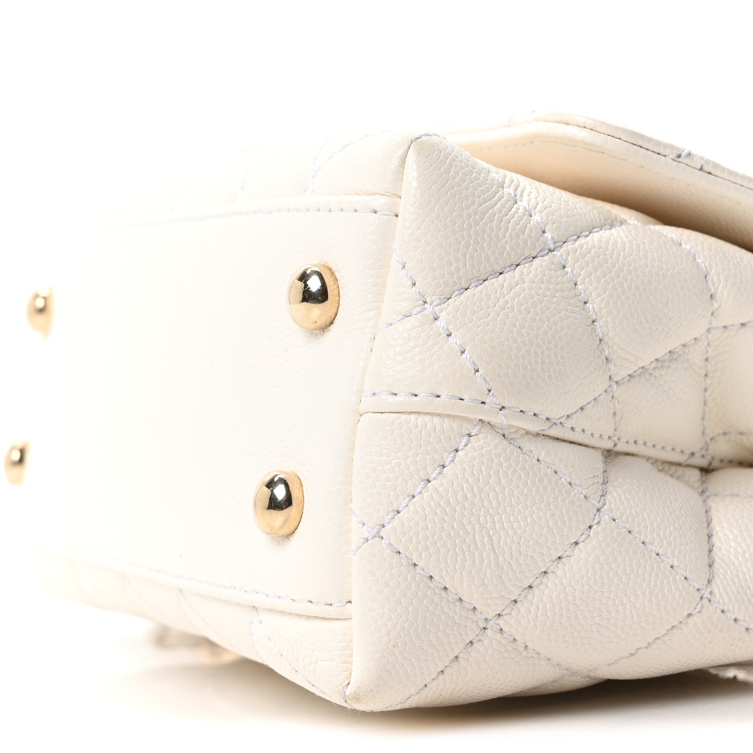 Caviar Quilted Extra Mini Coco Handle Flap White