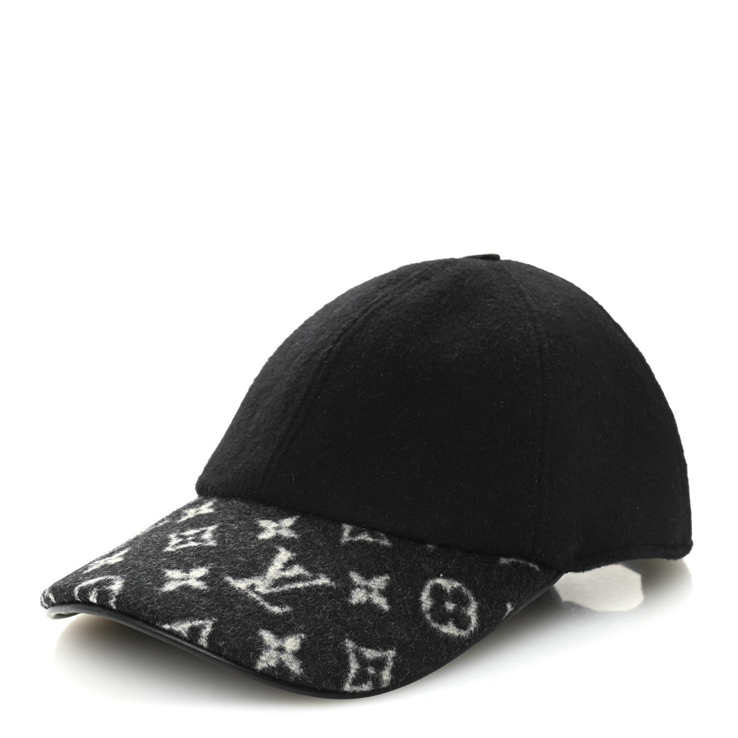 Wool Silk Monogram Endless Cap L Black