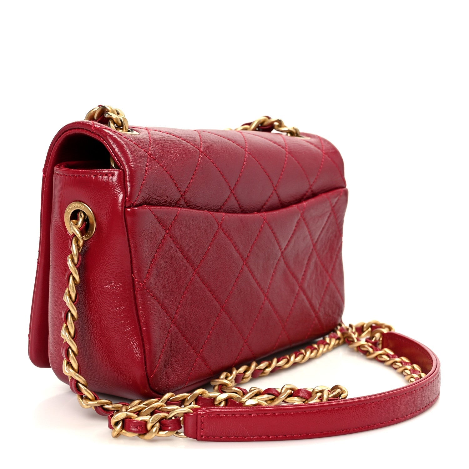 Shiny Lambskin Quilted Small Fashion Therapy Flap Bag Red
