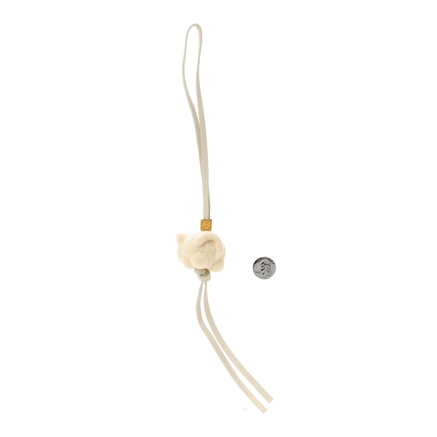 Calfskin Felt Chow Chow Bag Charm Soft White