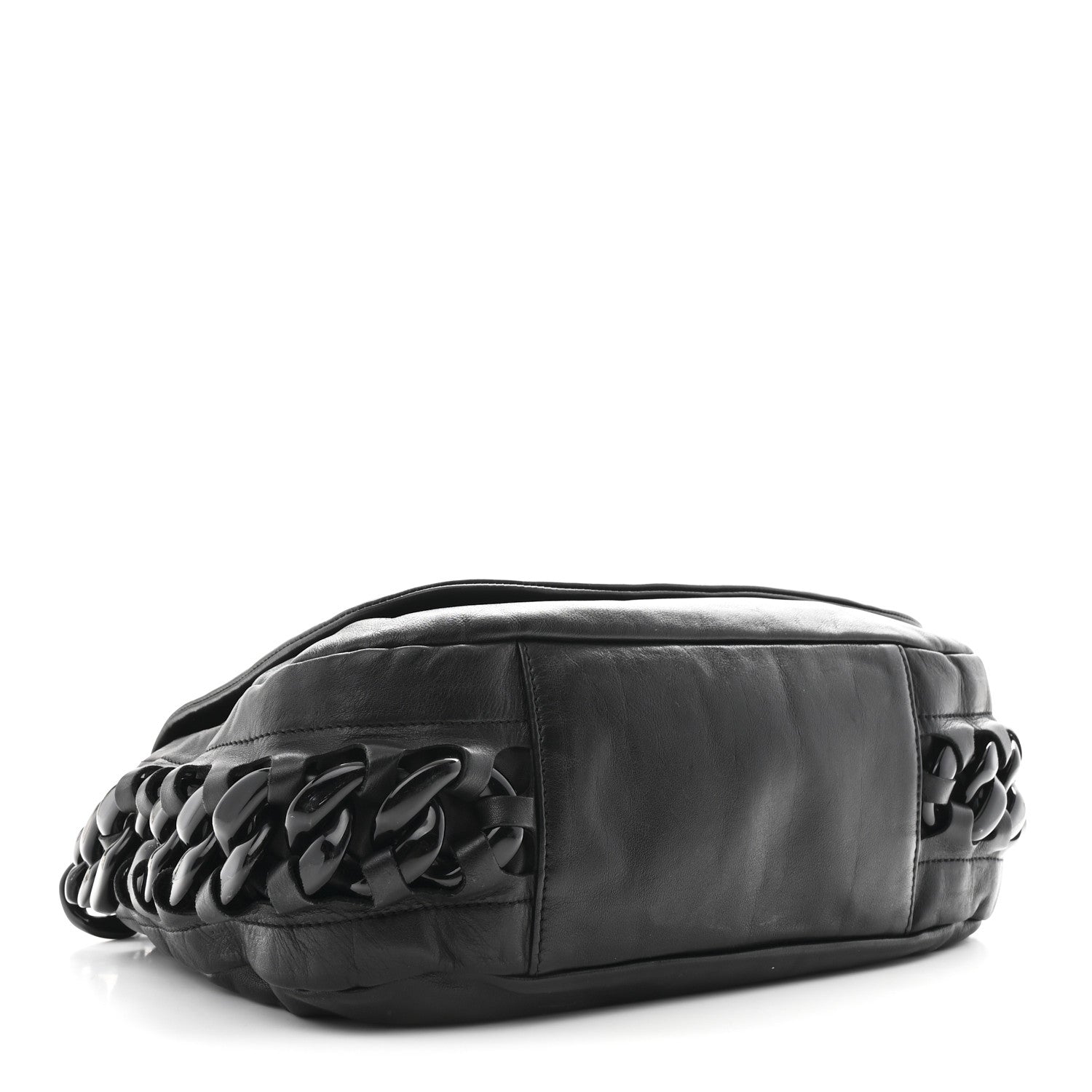 Calfskin Modern Chain Rhodoid Flap Black