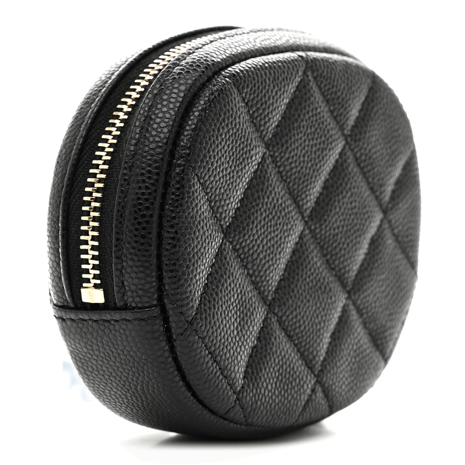 Caviar Quilted Zip Around Classic Coin Purse Black