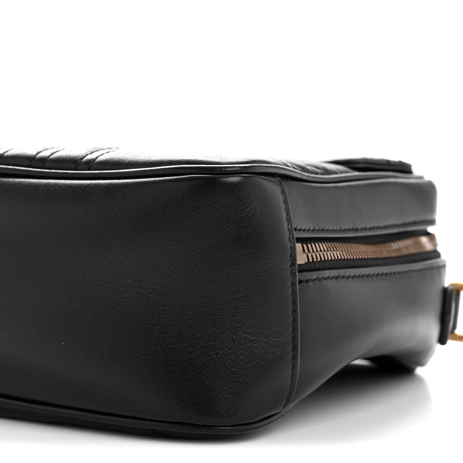 Calfskin Matelasse Sylvie Web Small GG Marmont Top Handle Shoulder Bag Black