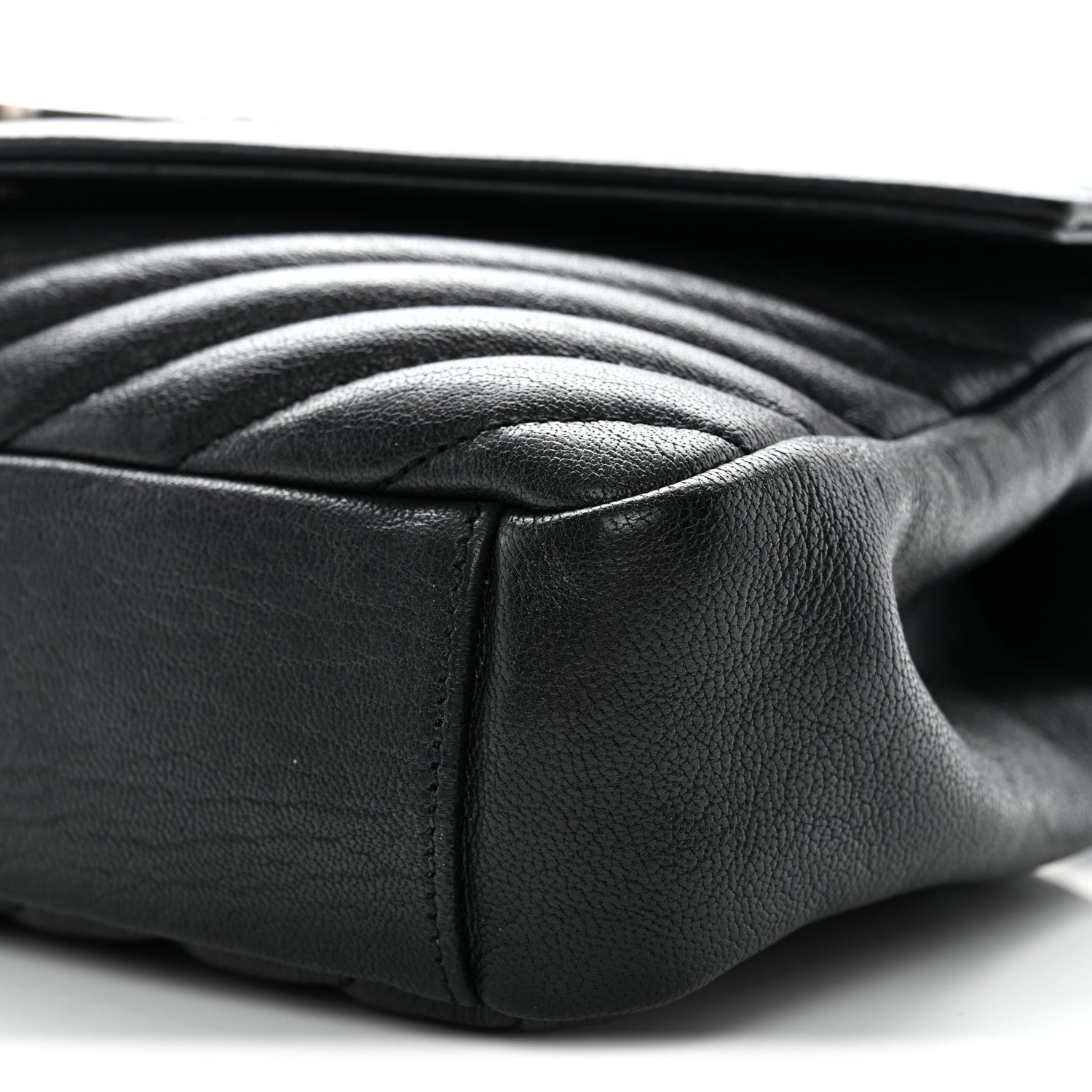 Sheepskin Matelasse Chevron Monogram Medium College Bag Black