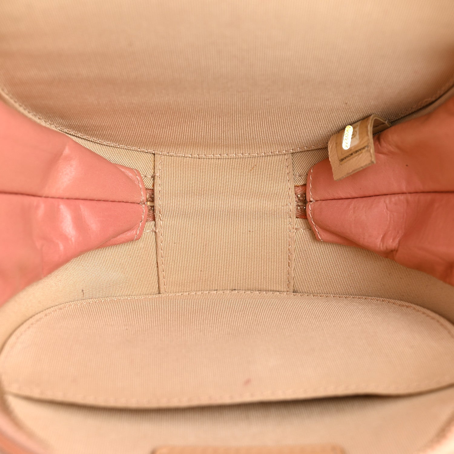 Glazed Calfskin Round As Earth Evening Bag Beige