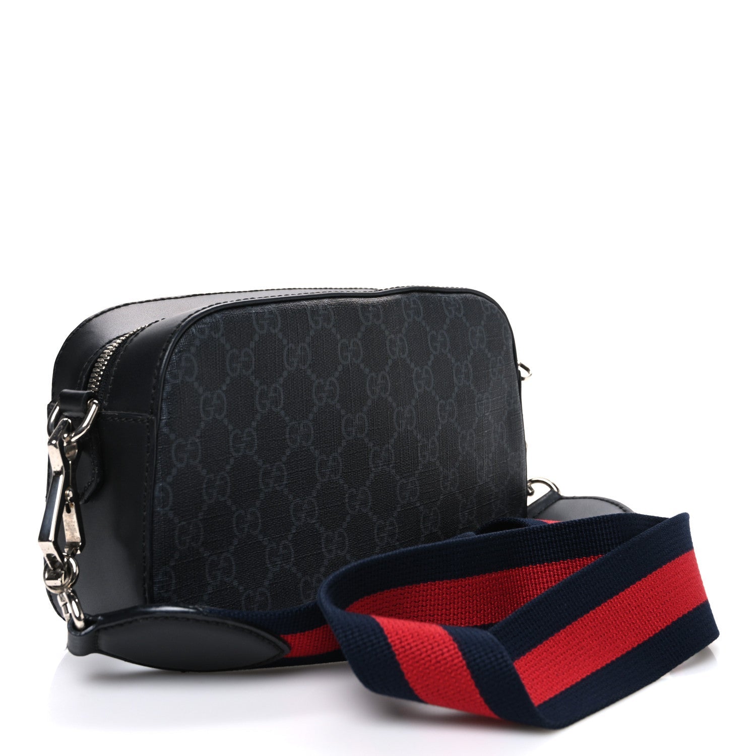 GG Supreme Monogram Web Shoulder Bag Black Grey