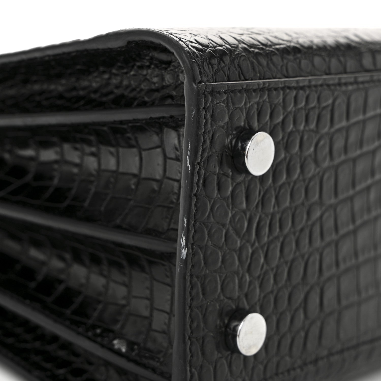 Calfskin Crocodile Embossed Baby Sac De Jour Black