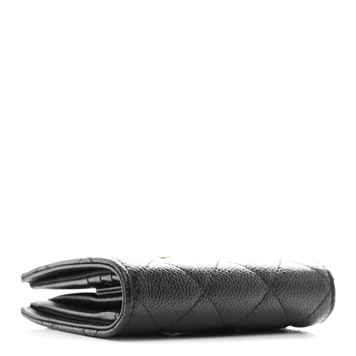Caviar Quilted Multi Chain CC Compact Bifold Wallet Black