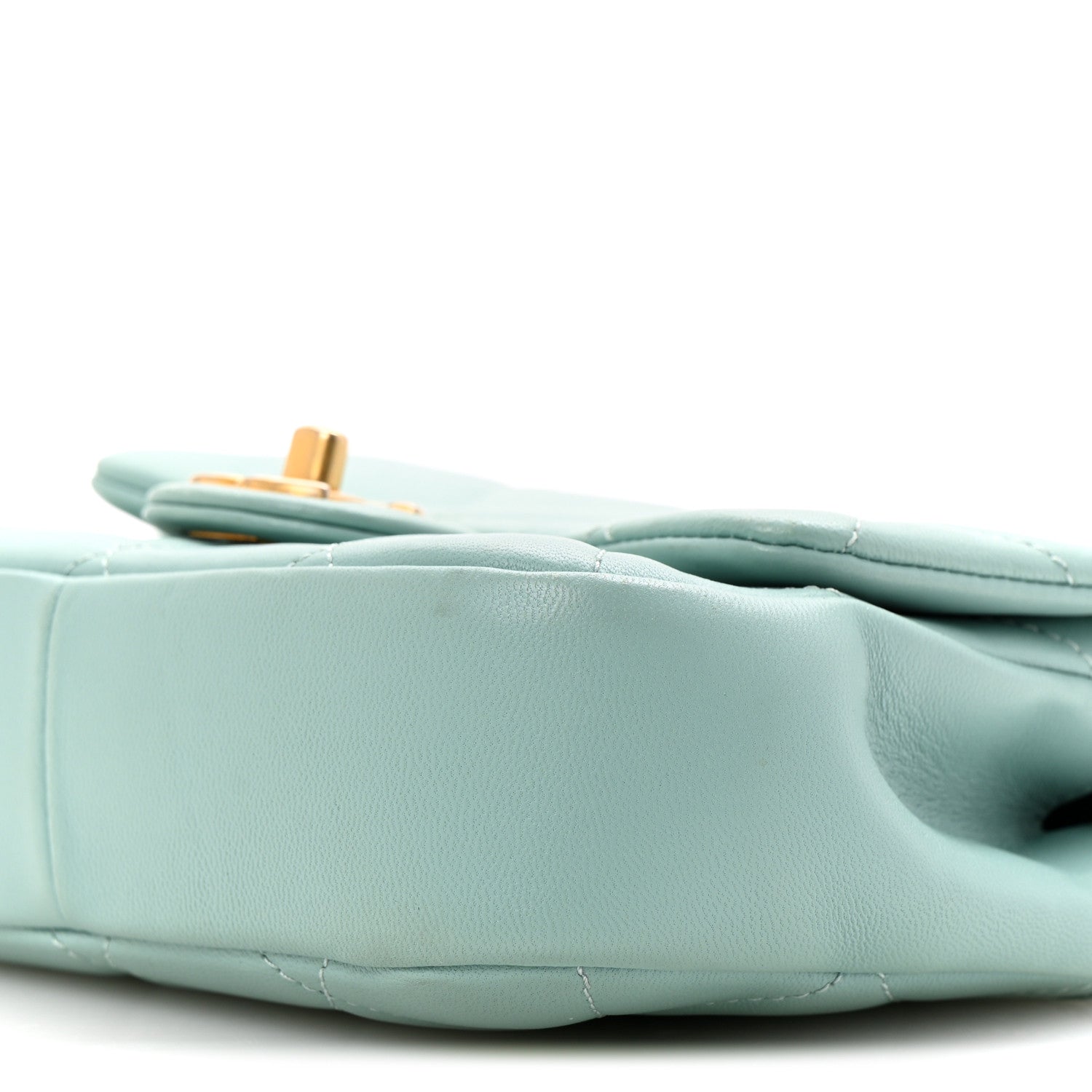 Lambskin Quilted Small Circular Handle Bag Blue