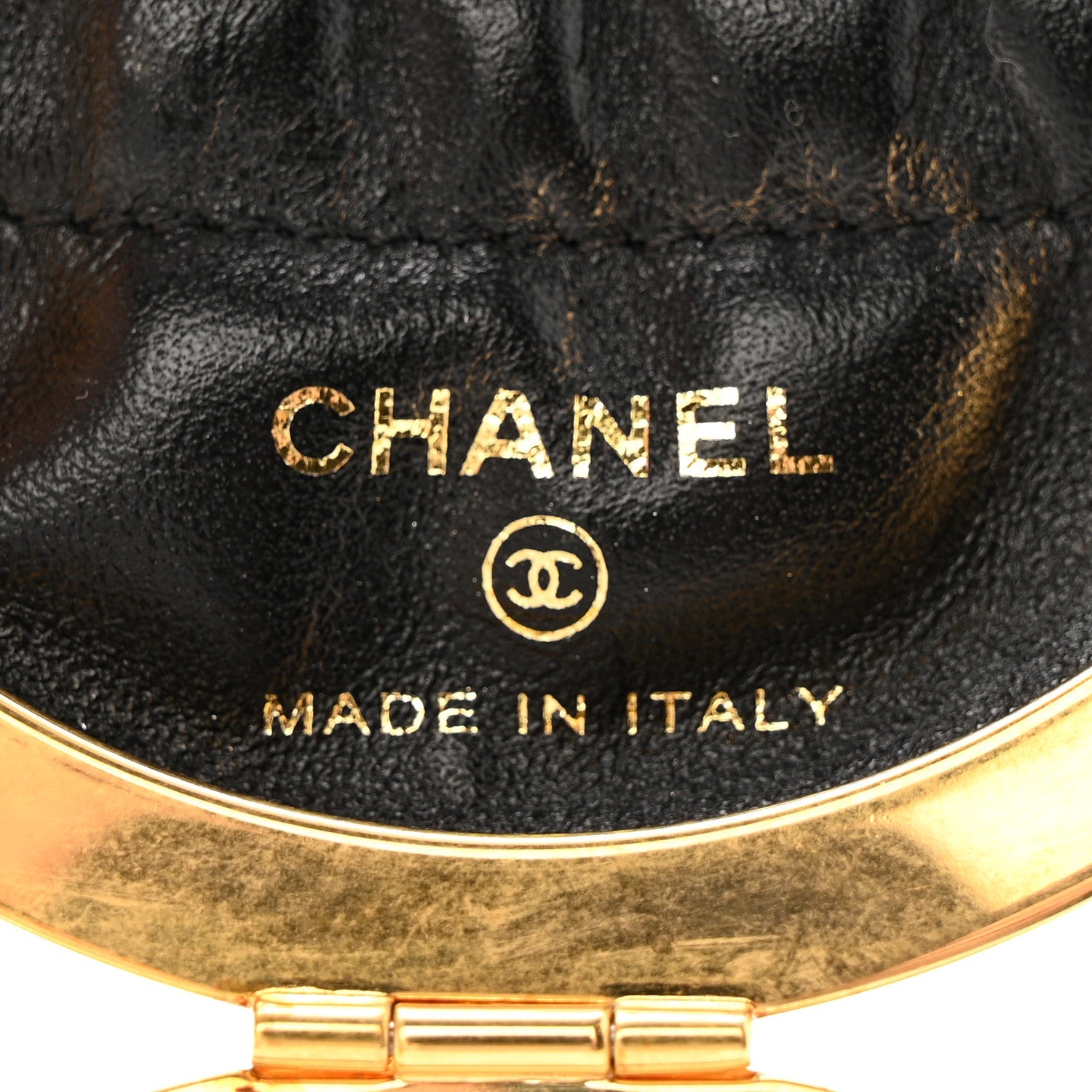 Lambskin Quilted Sphere Minaudiere Chain Clutch Black