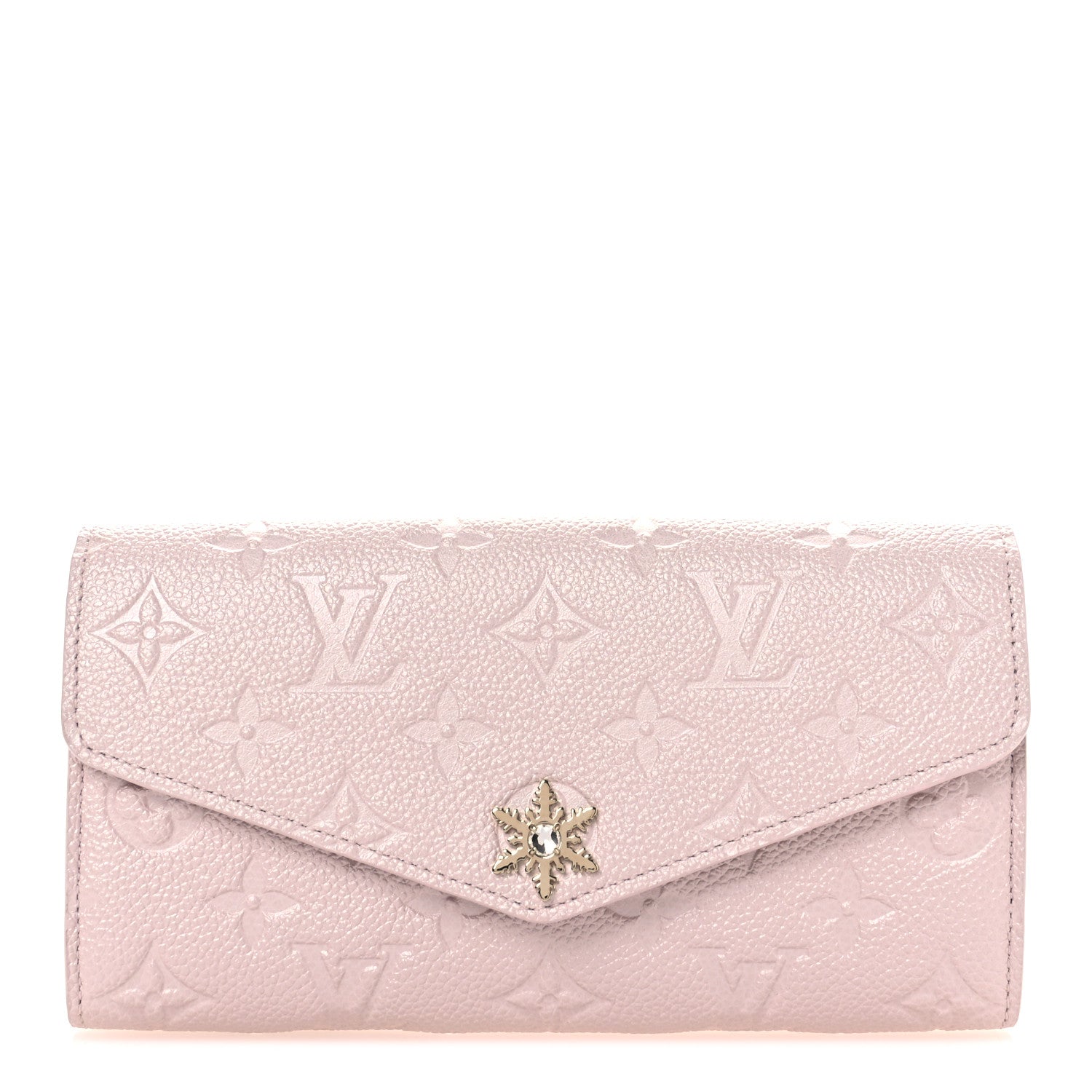 Metallic Empreinte Monogram Crystal Snowflake Sarah Wallet Pearly Lilac