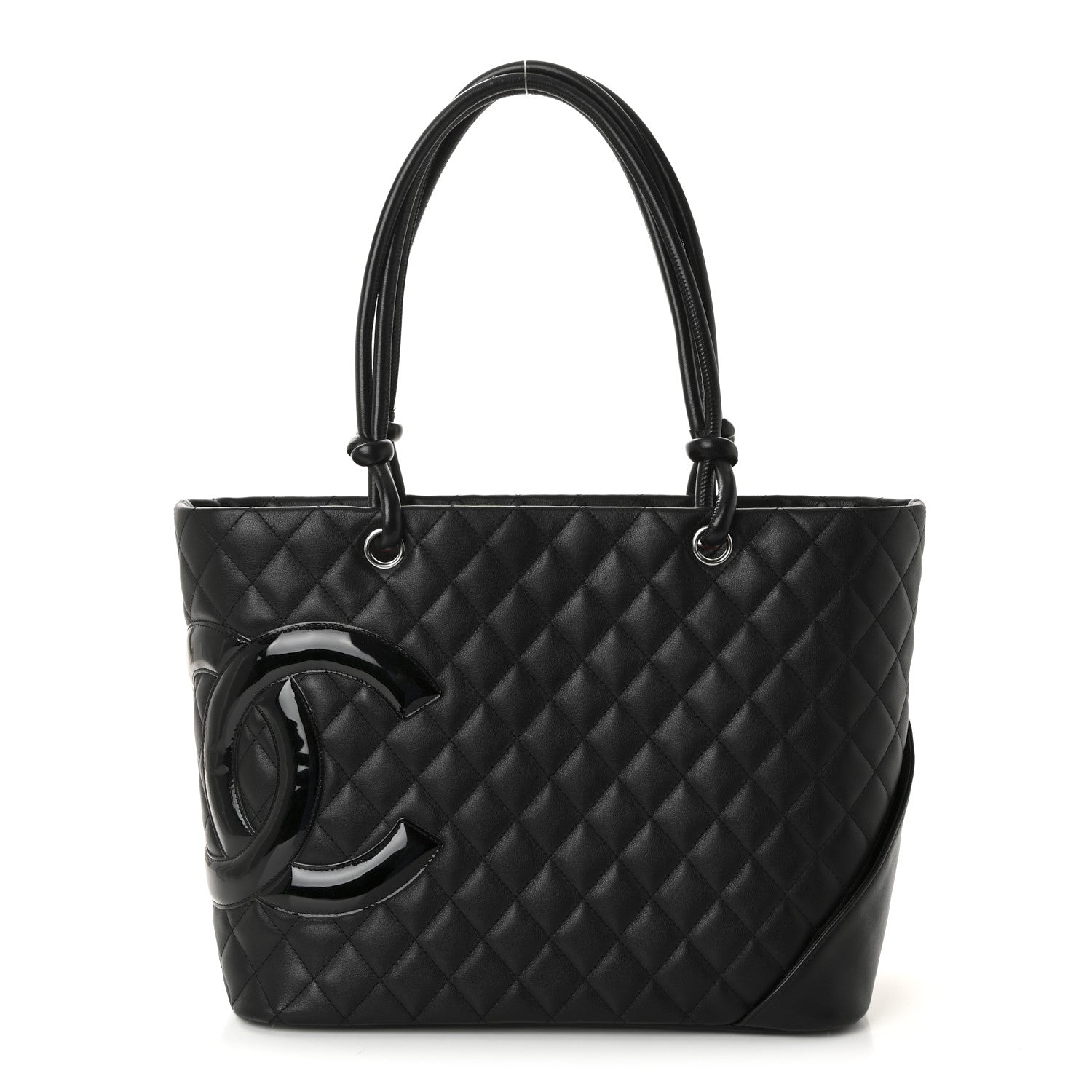 Calfskin Quilted Large Cambon Tote Black