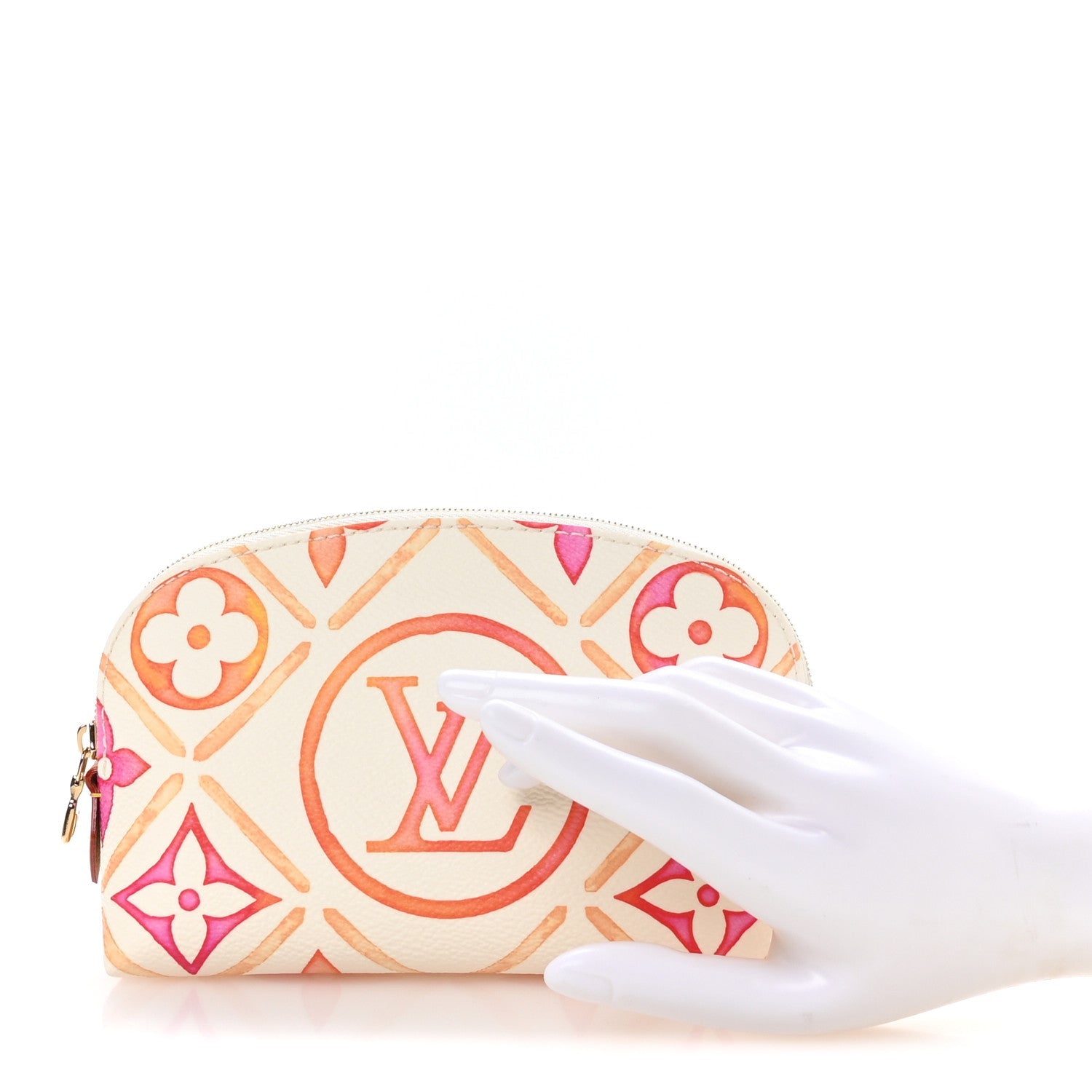 Monogram Tiles By The Pool Cosmetic Pouch Coral