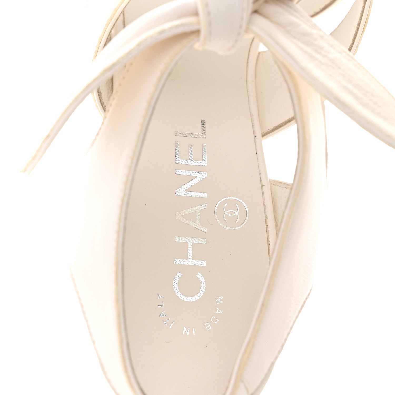 Lambskin Bow CC Sandal Pumps 38 White