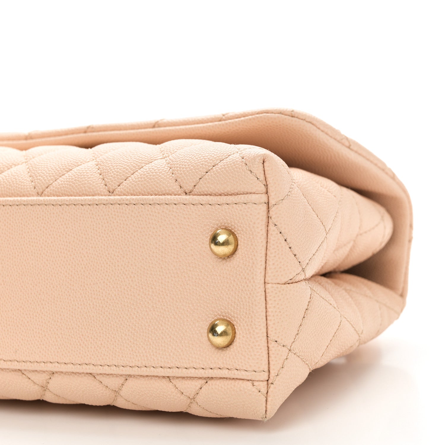 Caviar Quilted Mini Coco Handle Flap Beige