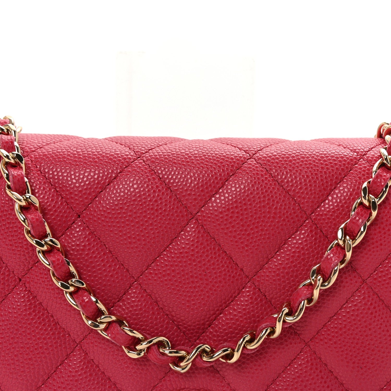 Caviar Quilted Wallet on Chain WOC Dark Pink