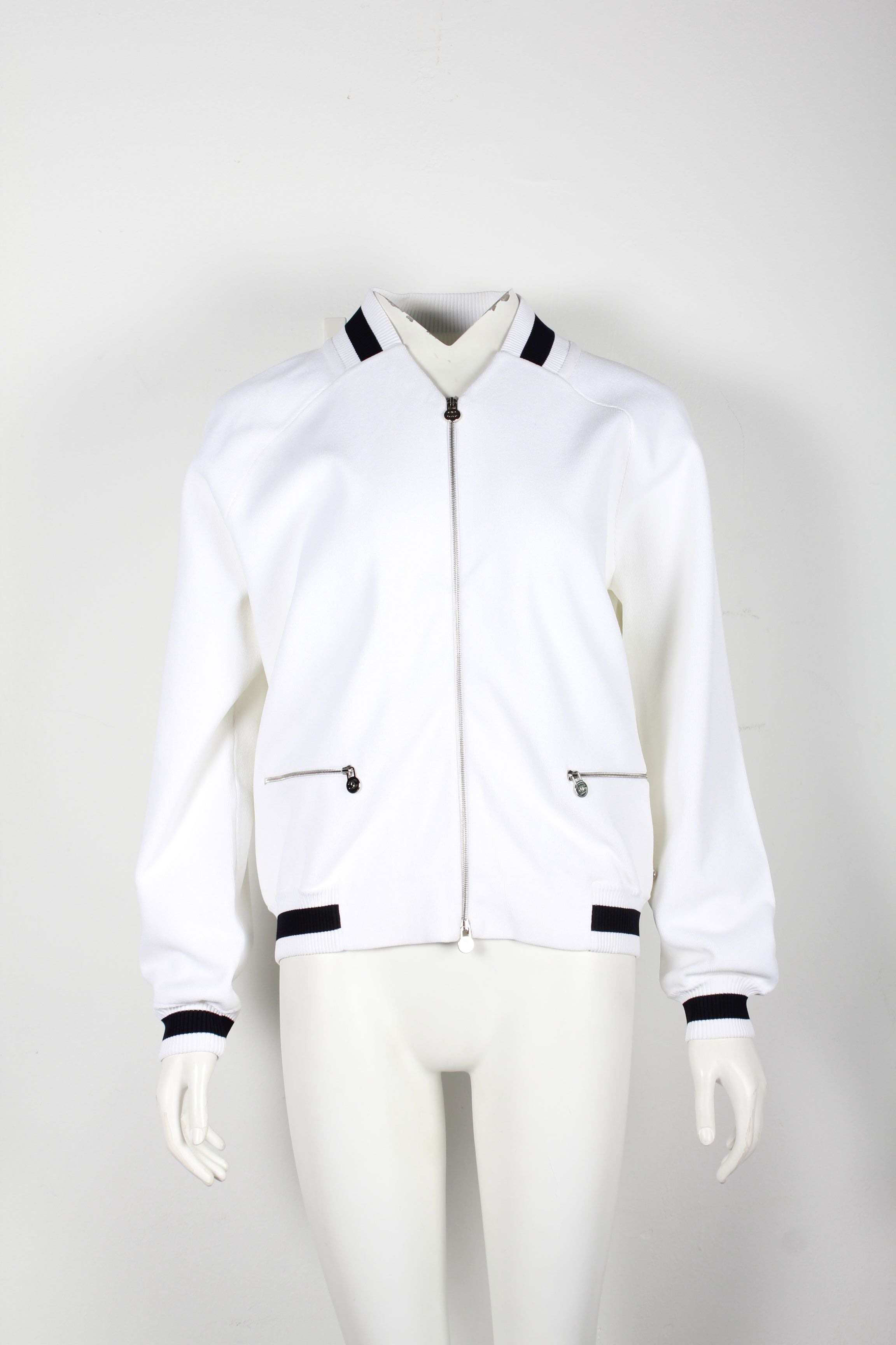 Women's Chanel Knit Blouson Jacket in White Rayon