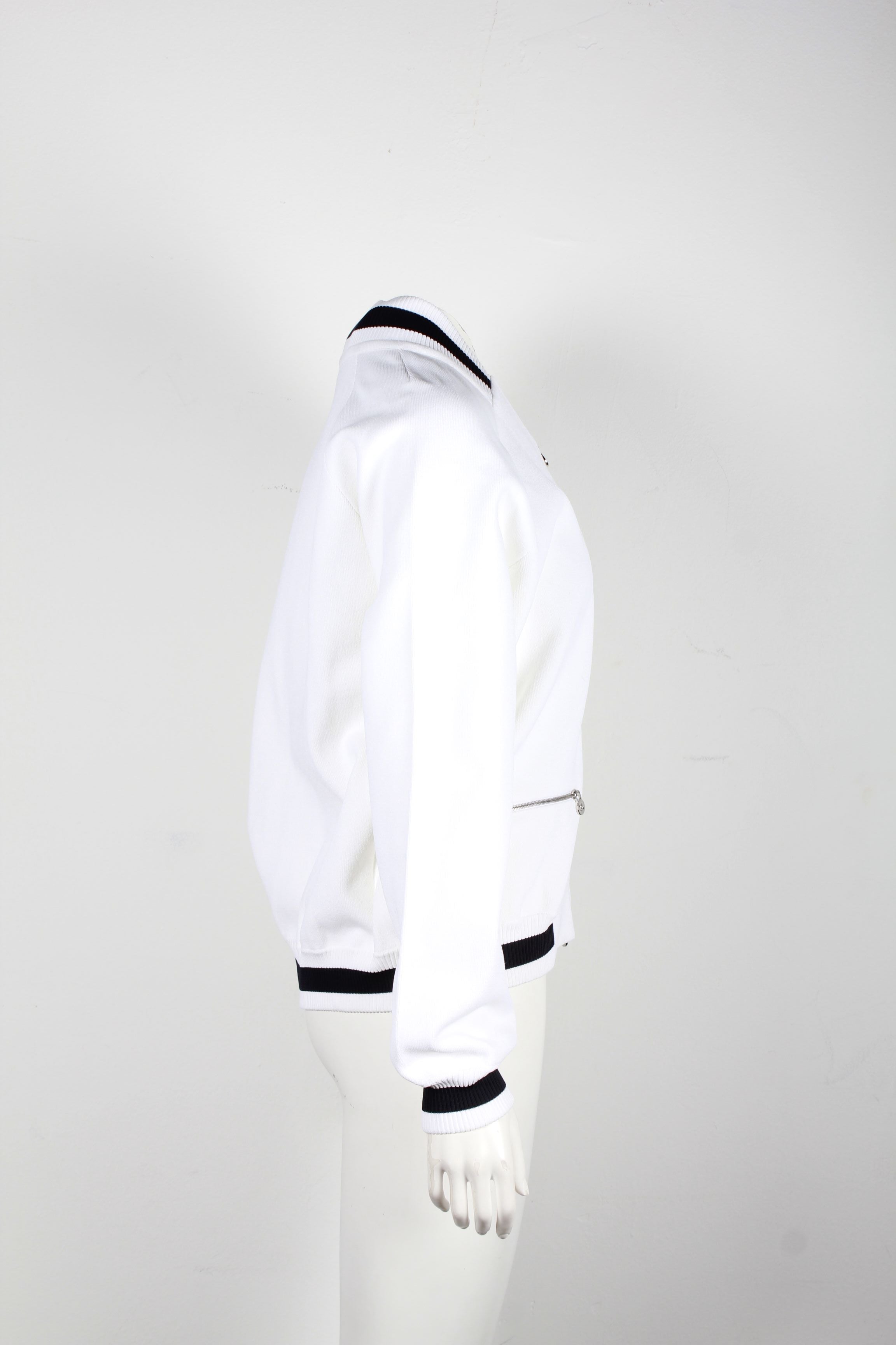 Women's Chanel Knit Blouson Jacket in White Rayon