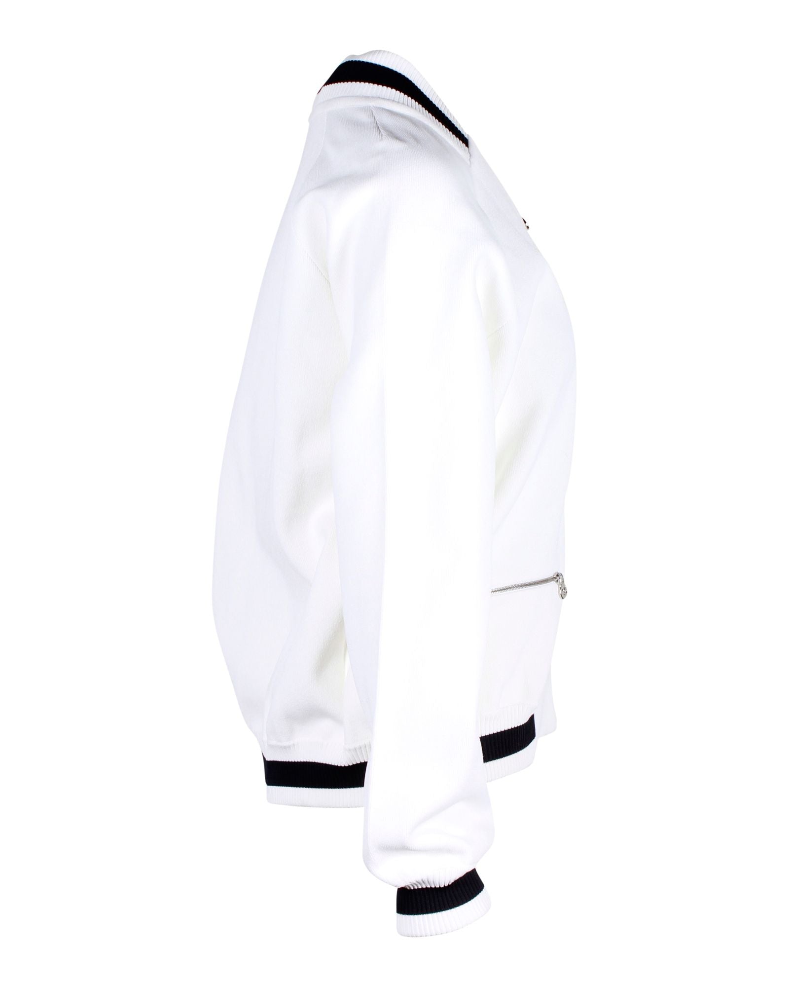Women's Chanel Knit Blouson Jacket in White Rayon