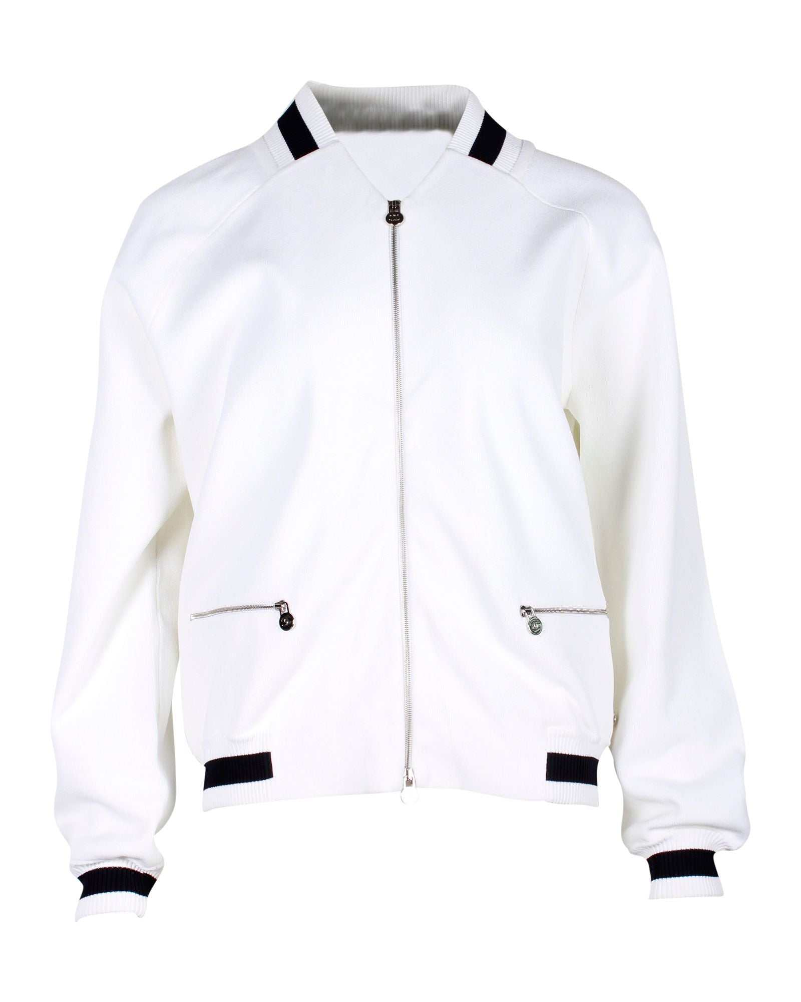 Women's Chanel Knit Blouson Jacket in White Rayon