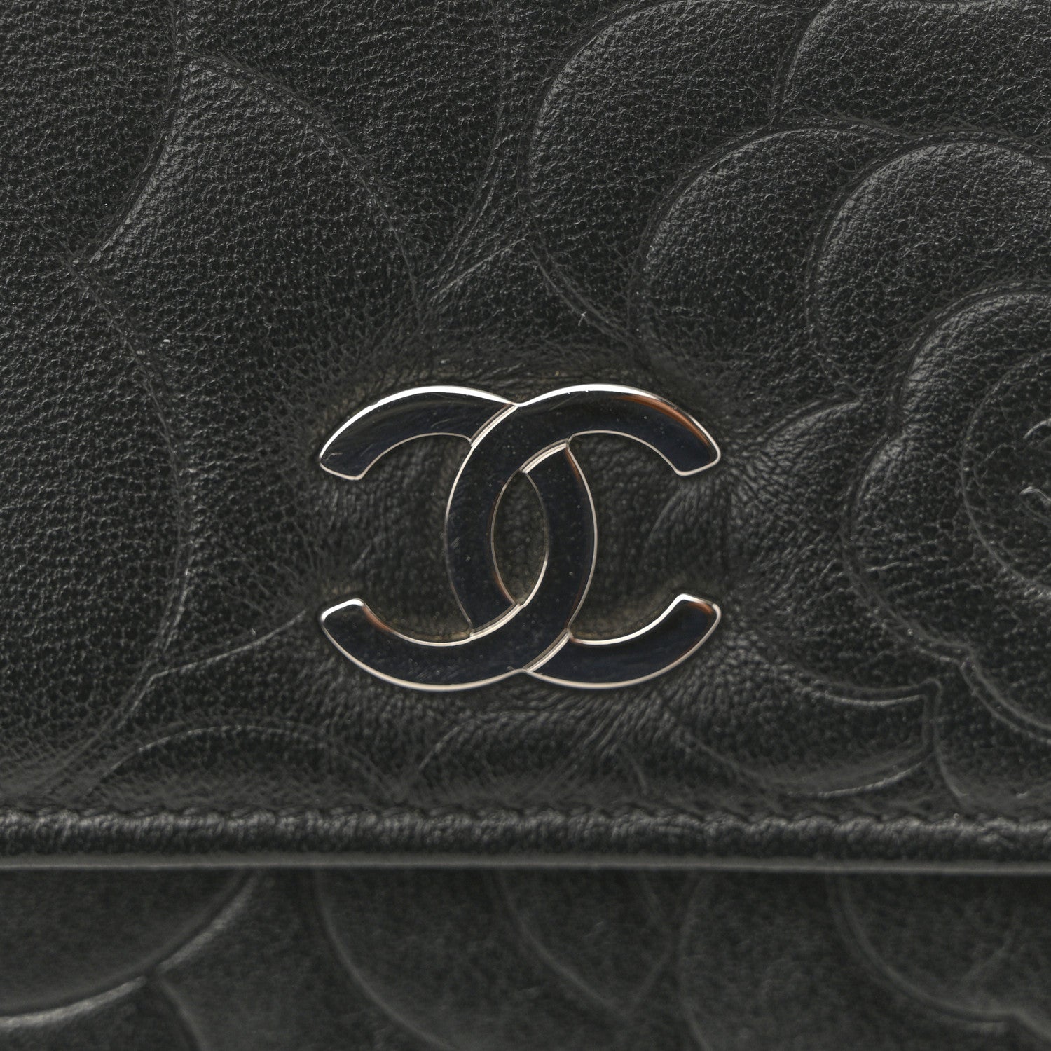 Lambskin Camellia Embossed Wallet on Chain WOC