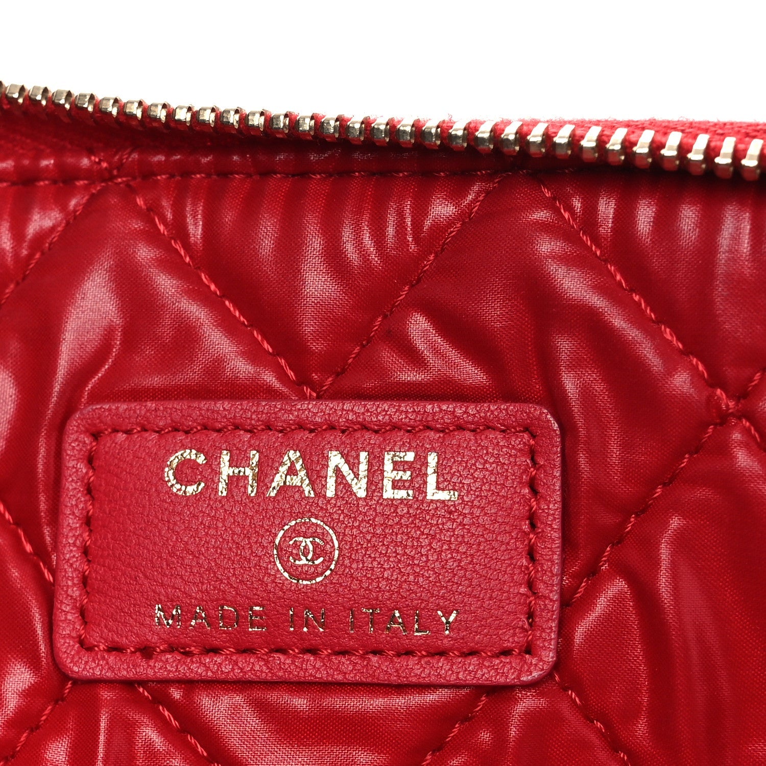 Lambskin Quilted Large Cosmetic Case Red