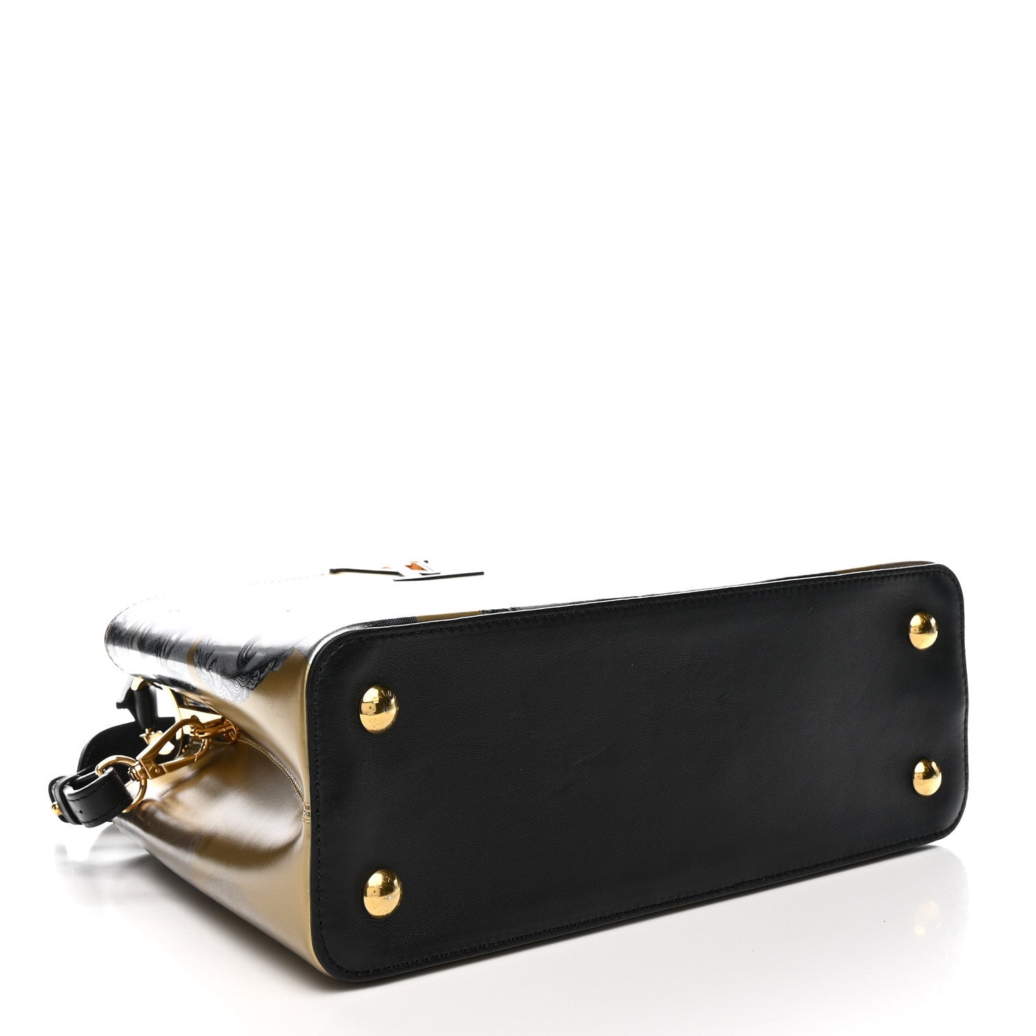 X FORNASETTI Calfskin Fornasetti Capucines MM Gold