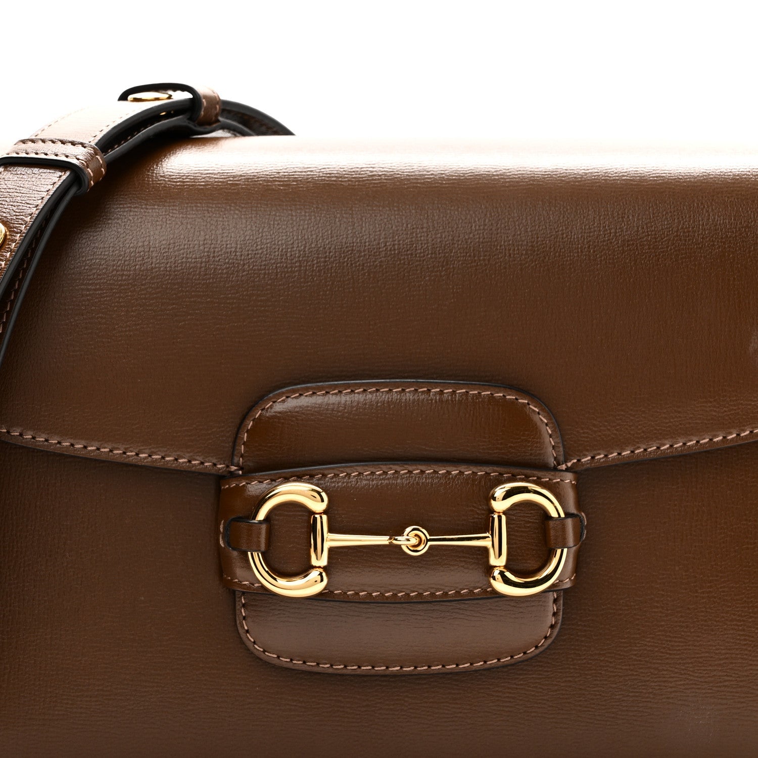 Azalea Calfskin Horsebit 1955 Shoulder Bag Brown Sugar