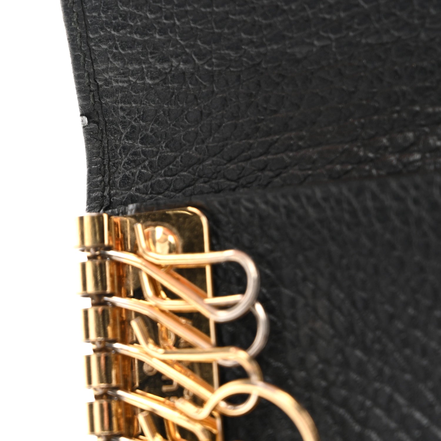 Pebbled Calfskin GG Marmont 6 Key Holder Black