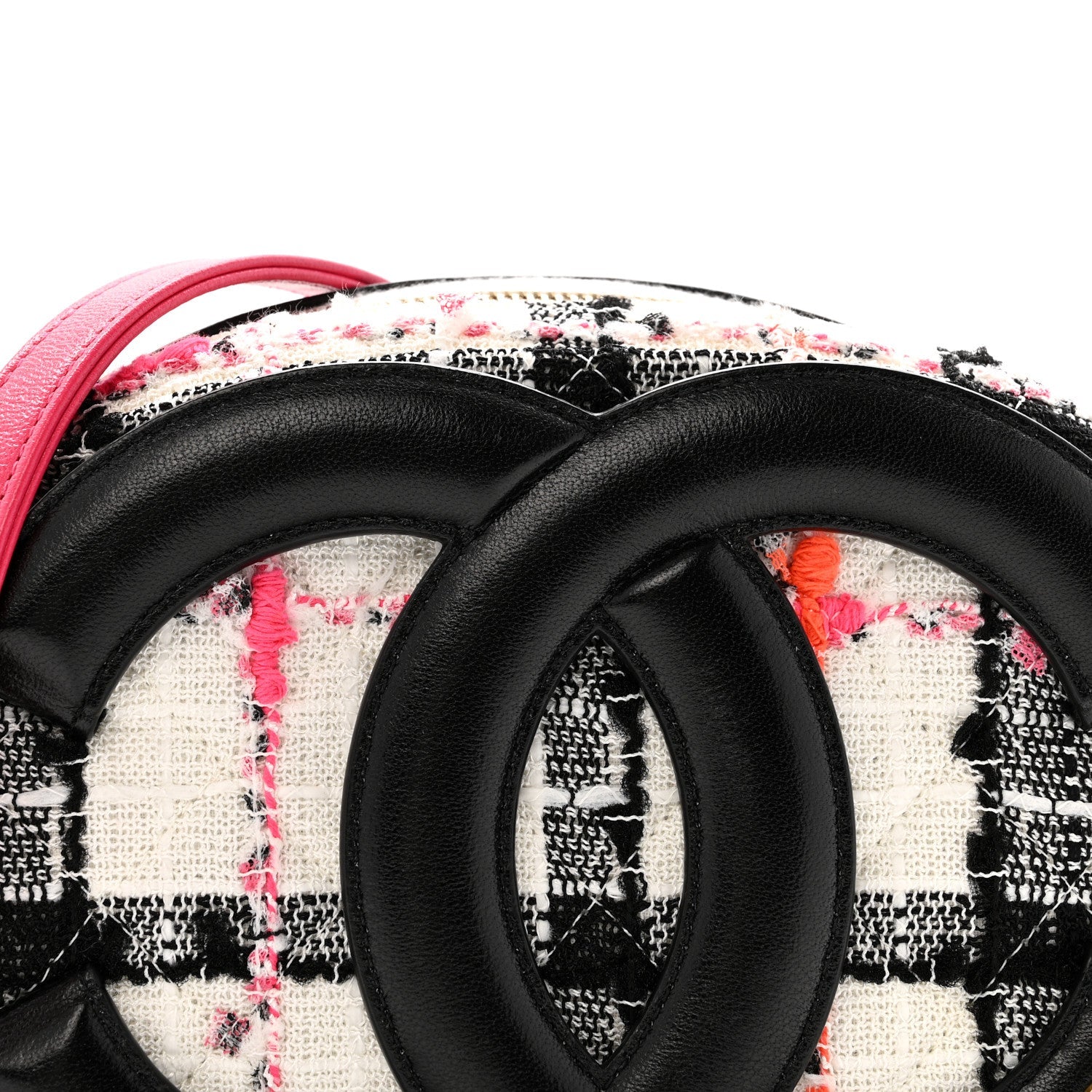 Tweed Lambskin Quilted Coco Midnight Camera Case White Black Multicolor