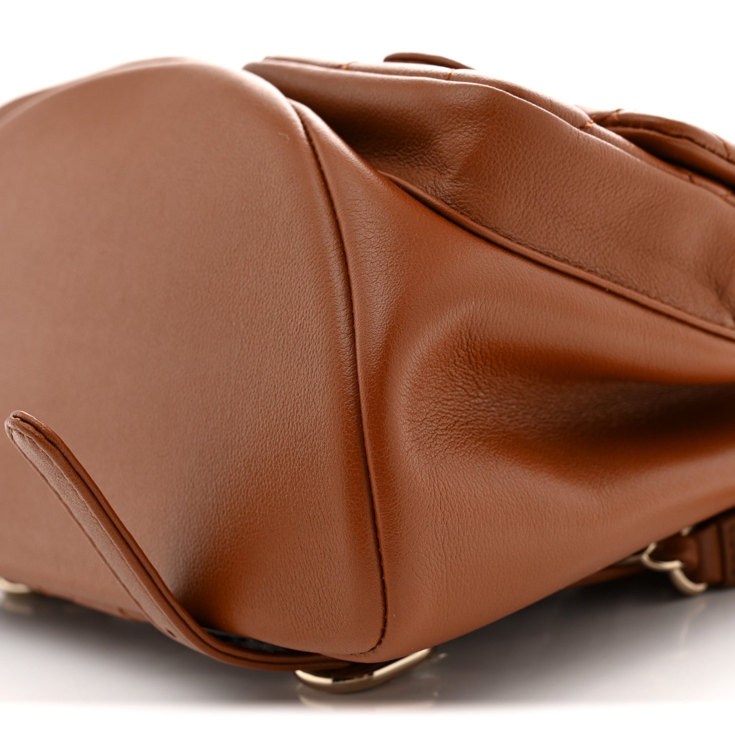 Calfskin Quilted Medium Duma Pockets Drawstring Backpack Light Brown