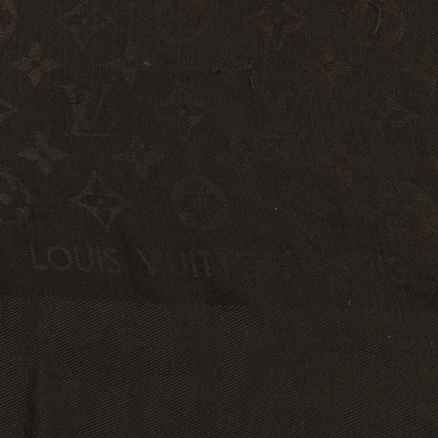 Silk Wool Monogram Denim Shawl Chocolate