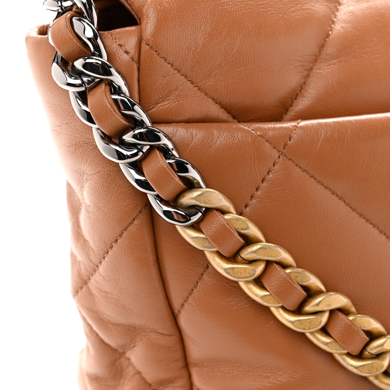 Lambskin Quilted Large Chanel 19 Flap Brown