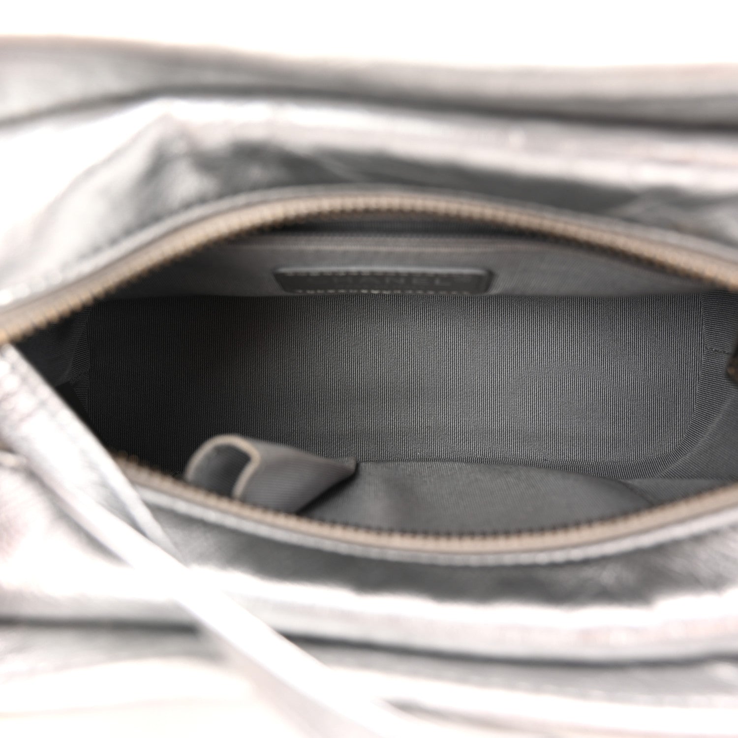 Metallic Aged Calfskin CC Quilted Small Gabrielle Hobo Dark Silver