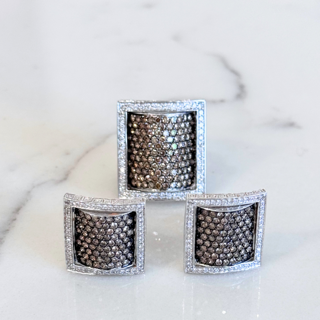 Square Cognac 18K Diamond Ring