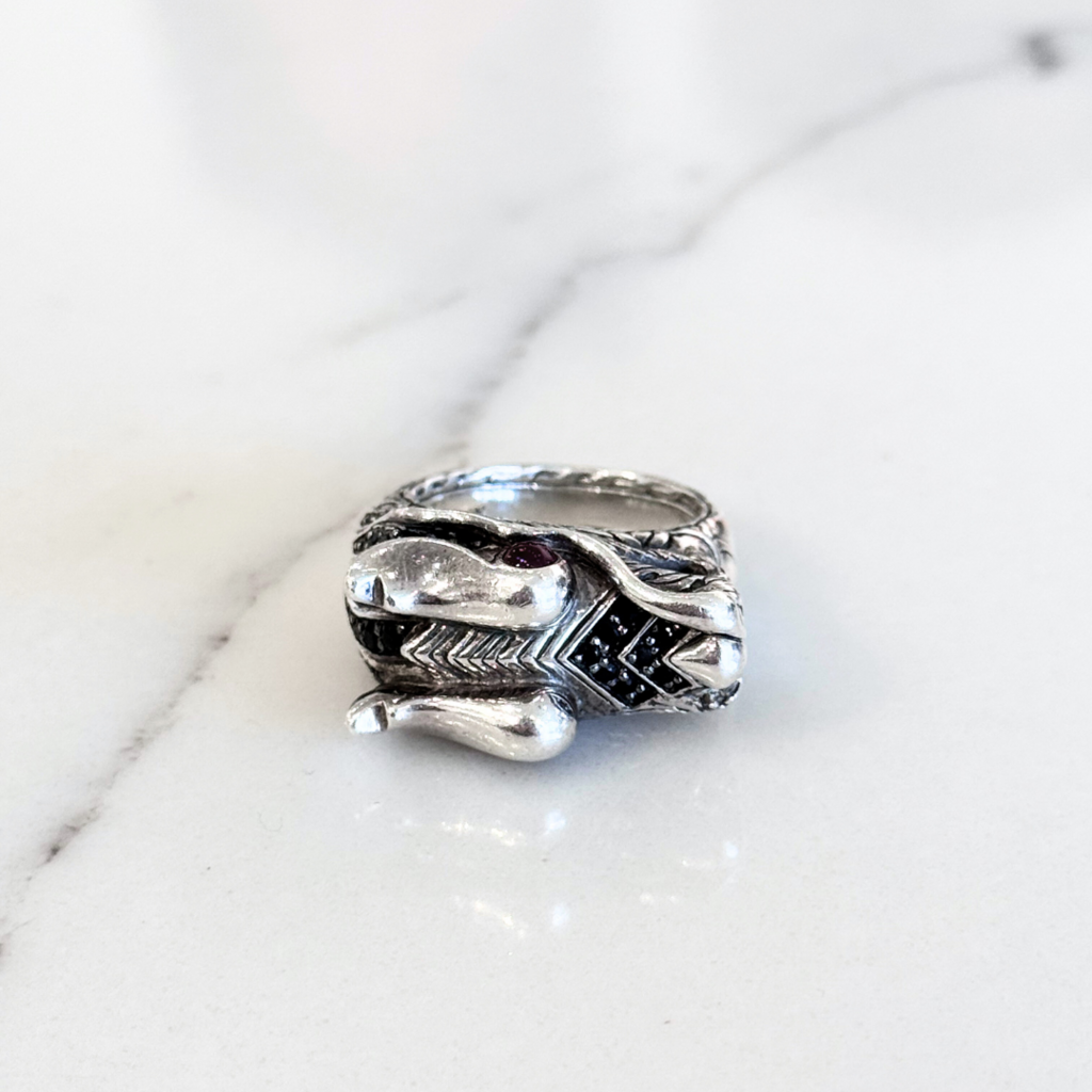John Hardy Silver Dragon Head Men's Ring