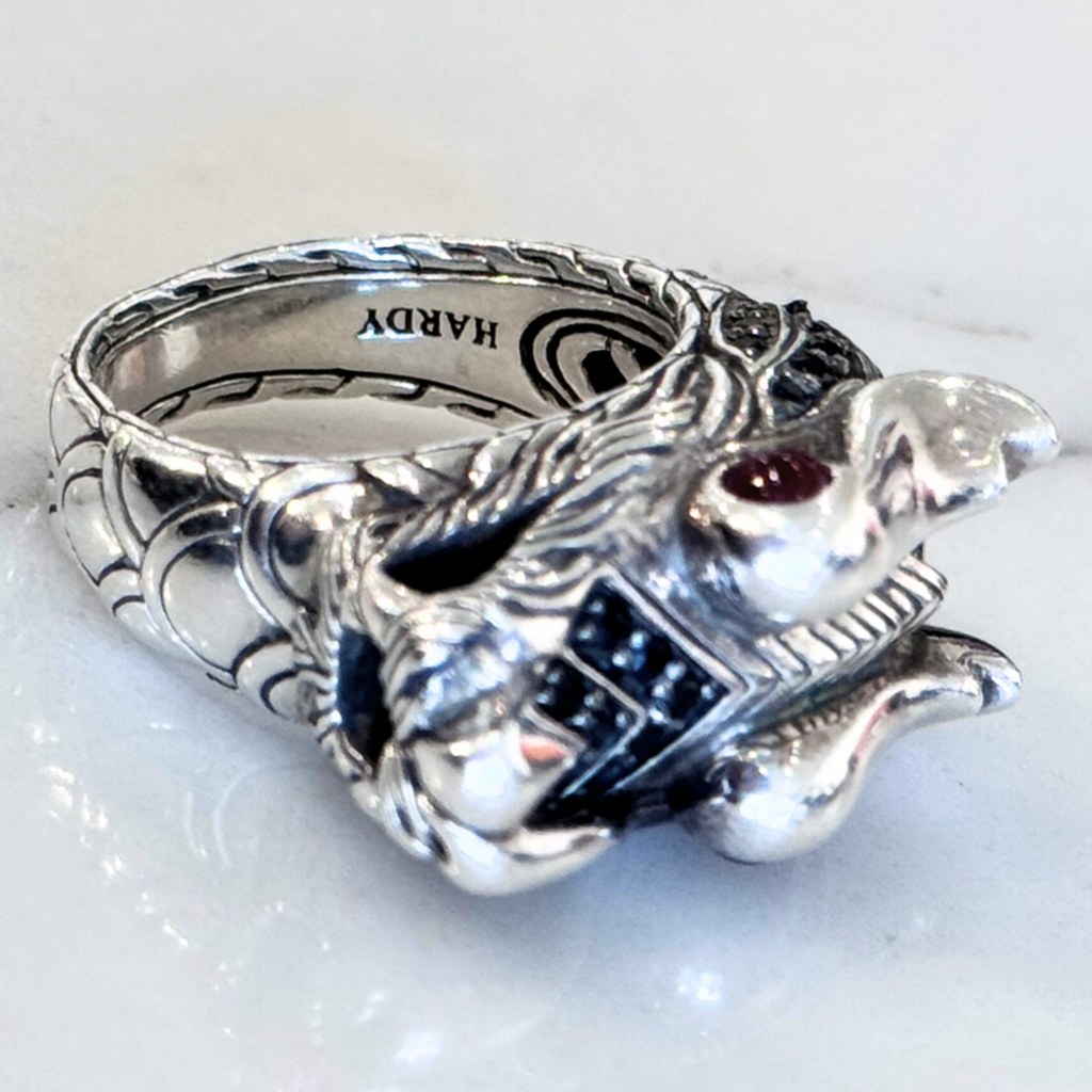 John Hardy Silver Dragon Head Men's Ring