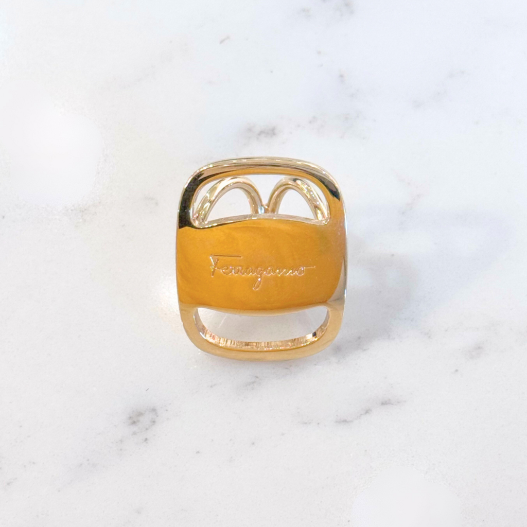 Ferragamo Gold Logo Scarf Ring