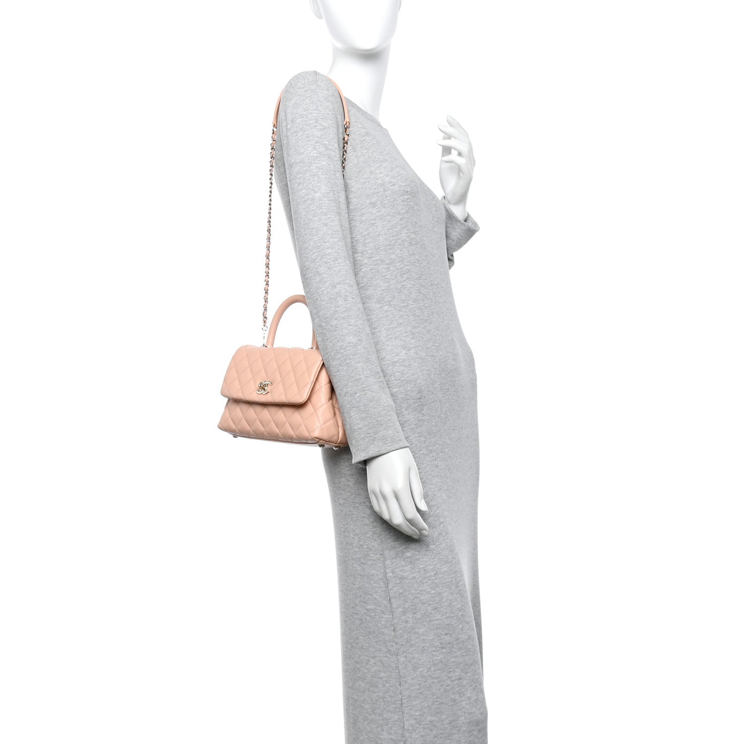 Caviar Quilted Mini Coco Handle Flap Light Pink